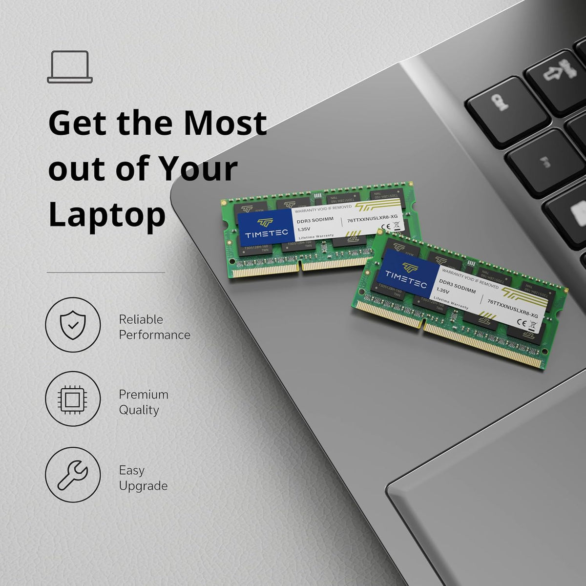 Timetec 8GB DDR3 1600MHz SODIMM Laptop RAM | 76TT16NUSL2R8-8G
