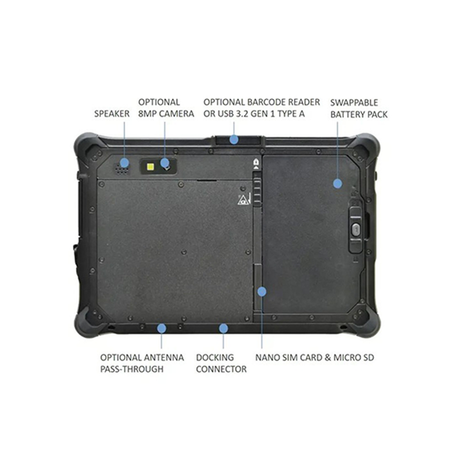 Durabook R8 intel Core i5-1230U, 8” HD, 8GB, 128GB, Windows 11 Pro.- Rugged Books Inc.