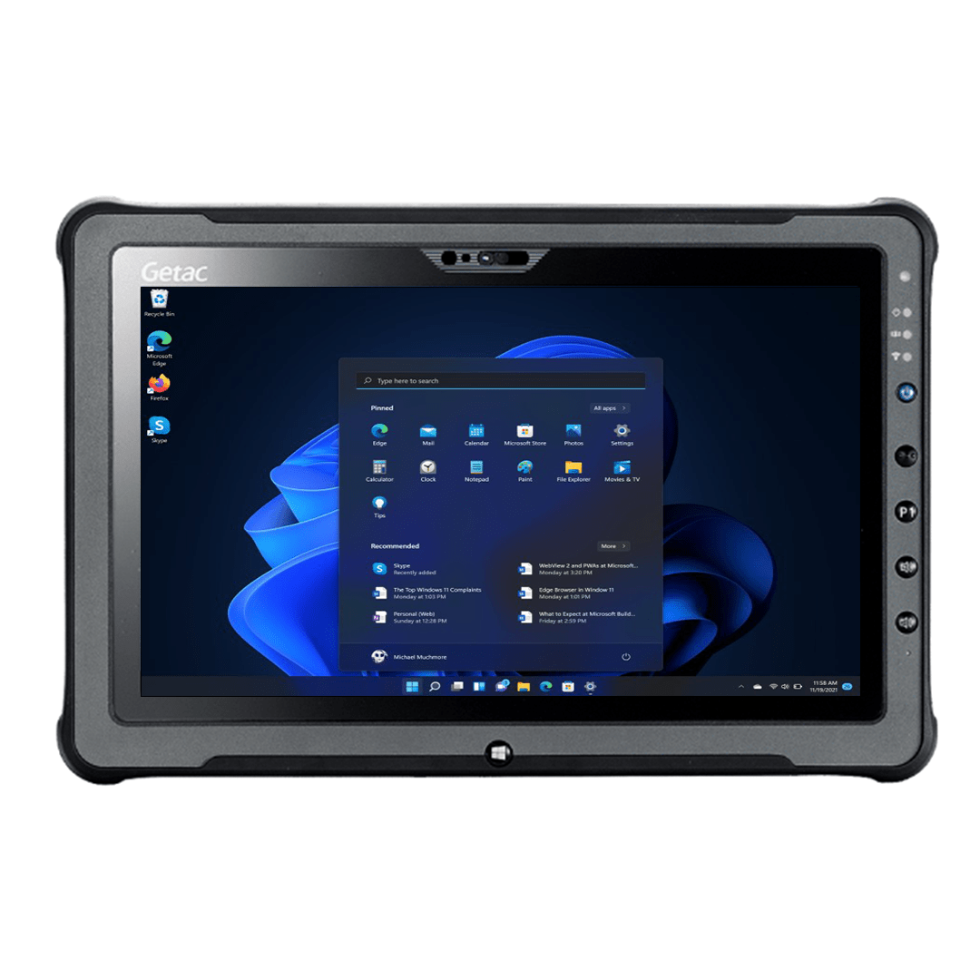 Getac F110G5 Rugged, Intel Core i5 - 8265U, 11.6" FHD, Sunlight Readable, Windows 11 Pro - Rugged Books Inc.