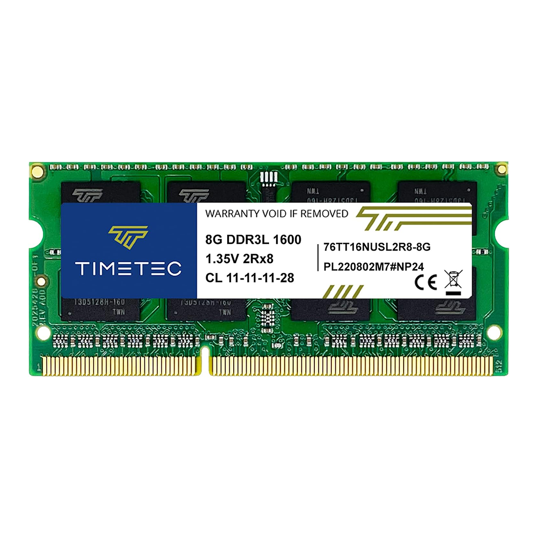 Timetec 8GB DDR3 1600MHz SODIMM Laptop RAM | 76TT16NUSL2R8-8G