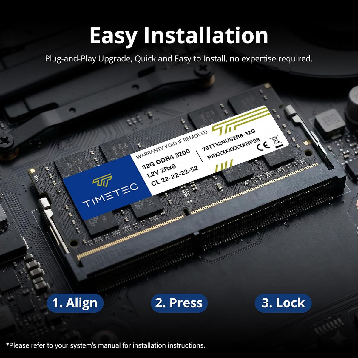 Timetec 32GB DDR4 3200MHz SODIMM Laptop RAM | 76TT32NUS2R8-32