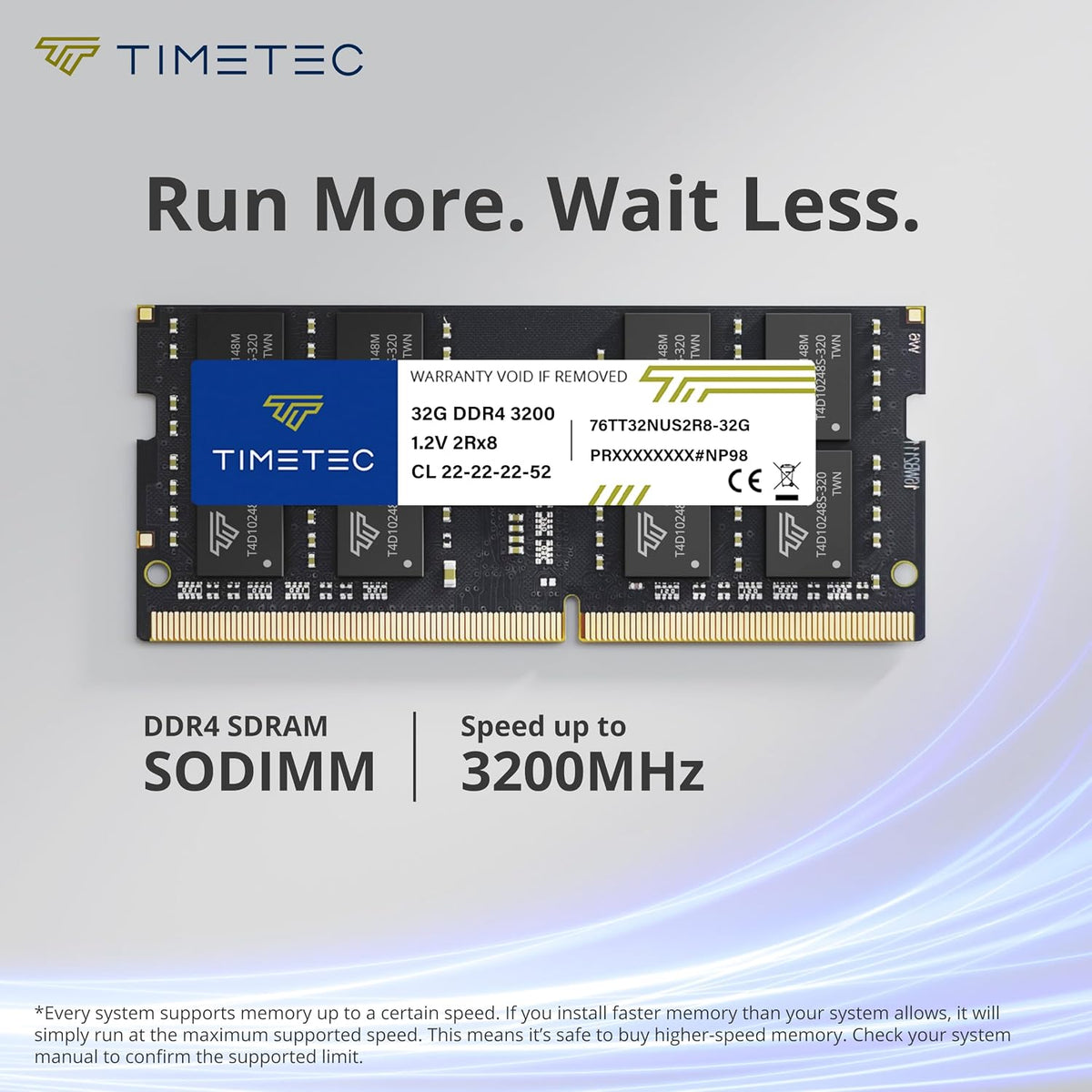 Timetec 32GB DDR4 3200MHz SODIMM Laptop RAM | 76TT32NUS2R8-32