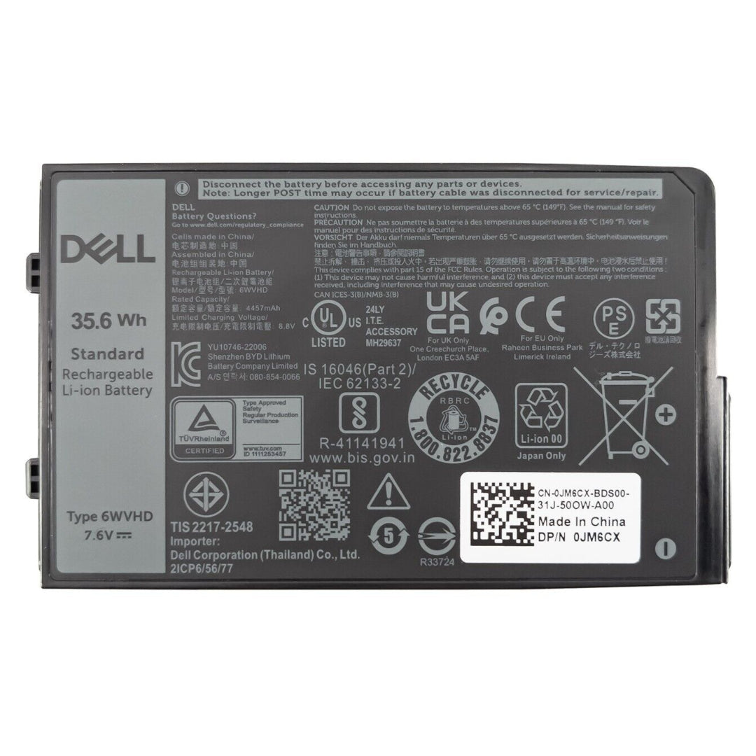 Dell Latitude battery for 7230 Rugged 35.6Wh - Part # 0JM6CX Type 6WVHD