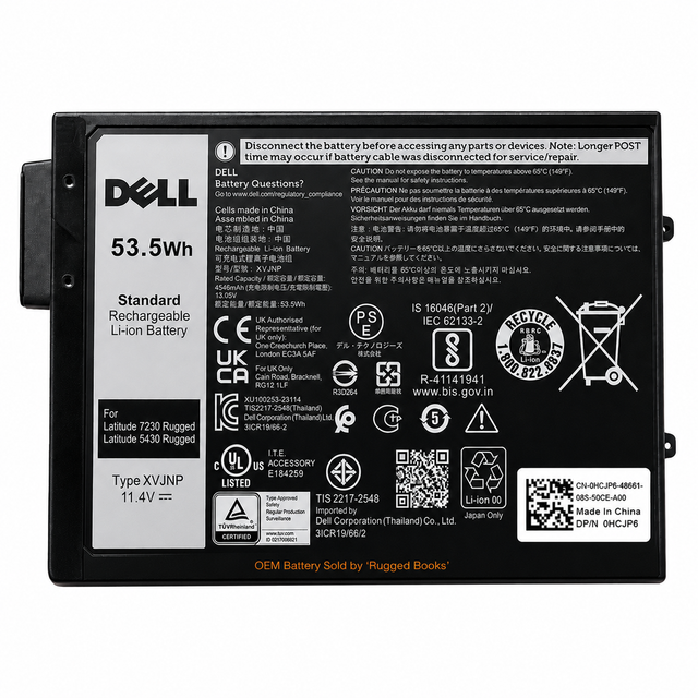 DELL Rugged - Battery, 11.4V, 53.3Whr (1 Pack) | Dell Part # 451-BCWQ - Rugged Books Inc.