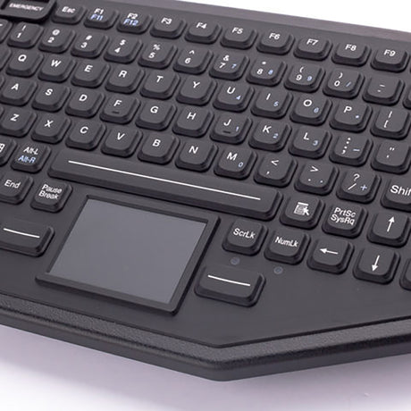 iKey SL-86-911-TP-FL-USB QWERTY Robuste Tastatur mit Touchpad für diverse Modelle, Hintergrundbeleuchtung, mit Notruftaste