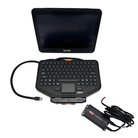 Complete Set - TSD - 201 | 12.5″ Capacitive Touch Screen Display With Integrated Hub and PKG - KB - 106 | USB QWERTY Keyboard With Mount (No Emergency Key) - Rugged Books Inc.