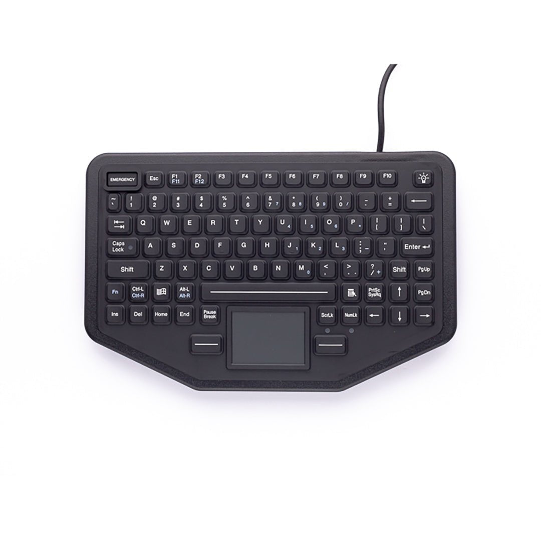 iKey SL - 86 - 911 - TP - FL - USB QWERTY Rugged Keyboard with Touchpad for Various Models, Backlit, with Emergency Key - Rugged Books Inc.