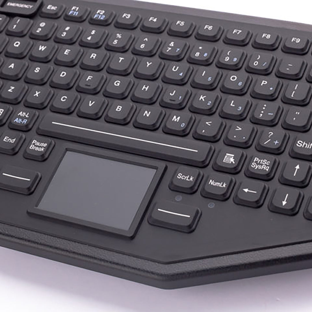 iKey SL - 86 - 911 - TP - FL - USB QWERTY Rugged Keyboard with Touchpad for Various Models, Backlit, with Emergency Key - Rugged Books Inc.