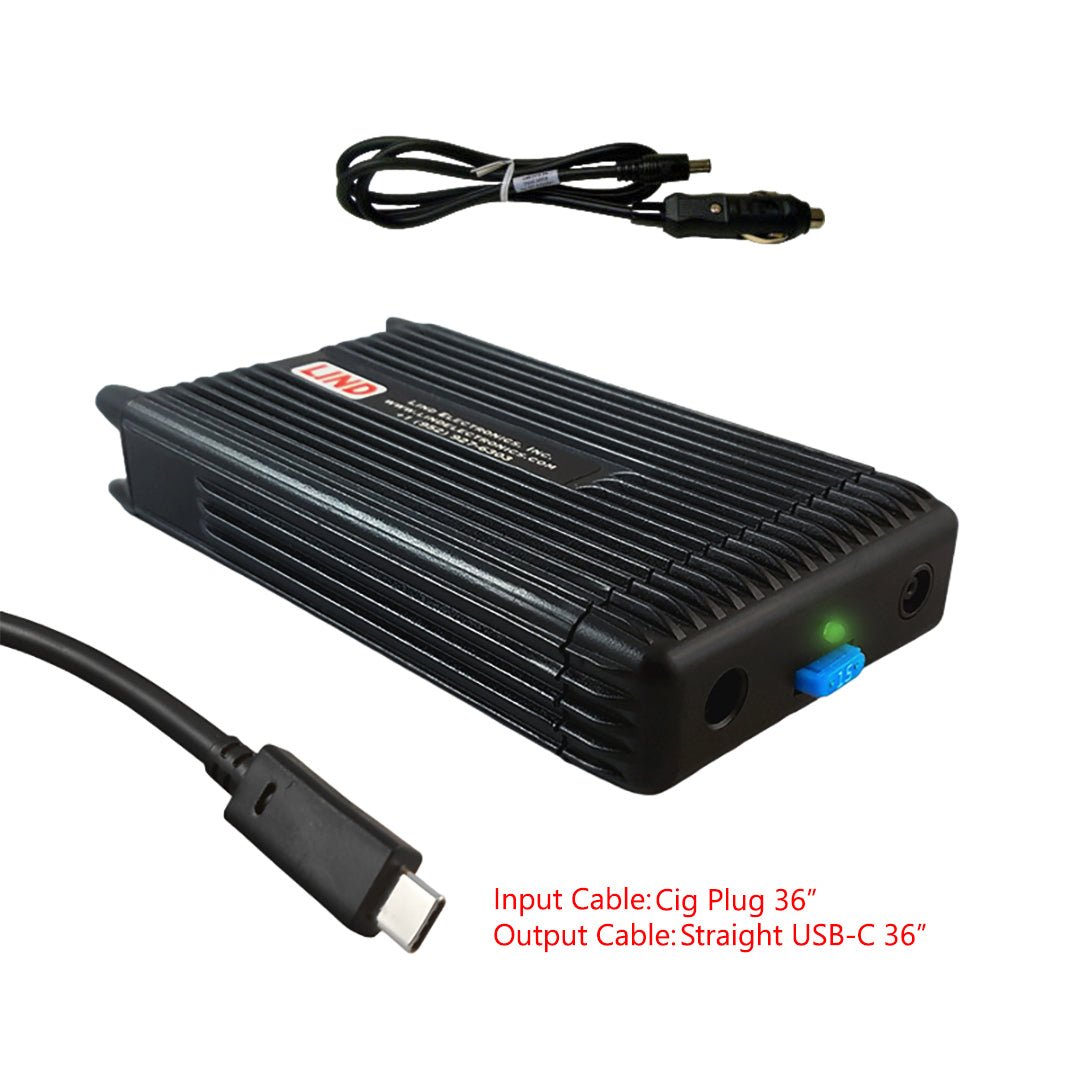 LIND DC Vehicle Adapter, for USB-C Powered Devices (Including DELL Lat ...